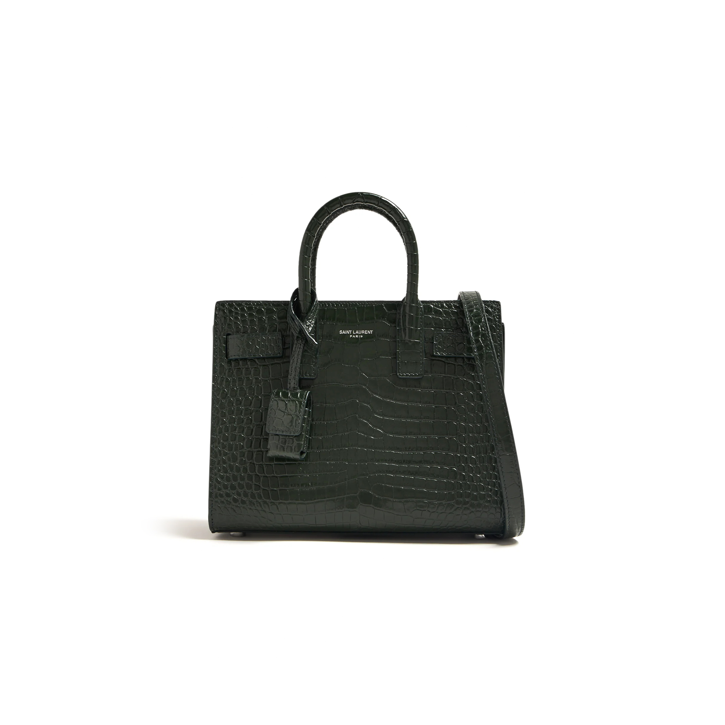 YSL BABY SAC DE JOUR CROC EMBOSSED DARK GREEN 392035DND1N3045 (22*18*10.5cm)